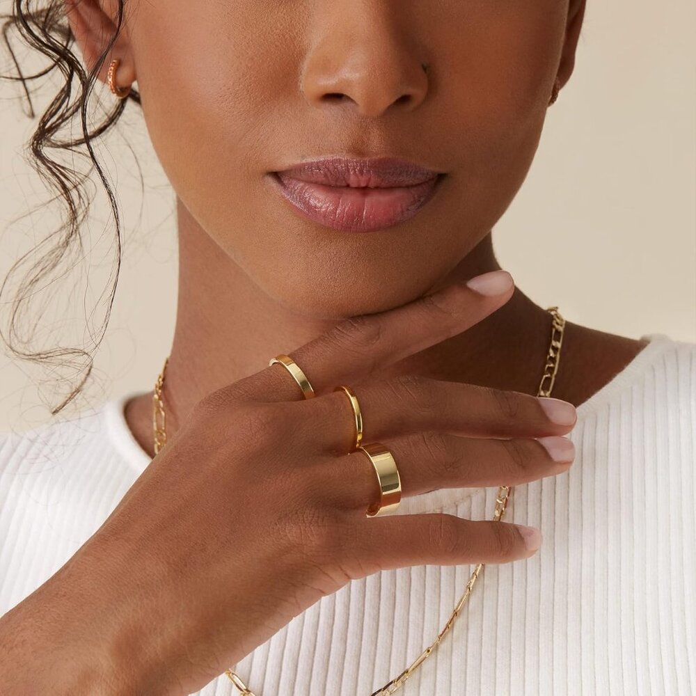 Versatile 3-Piece Stacking Ring Set - 18k Gold Pl… - image 4